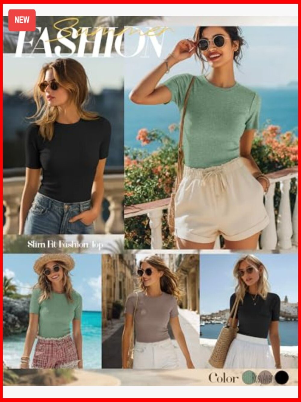 3 Pack Women's Ribbed T-Shirts Cotton Short Sleeve Crewneck Fitted Tops Casual - Picture 4 of 7
